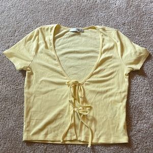 Aritzia Yellow Tie Top